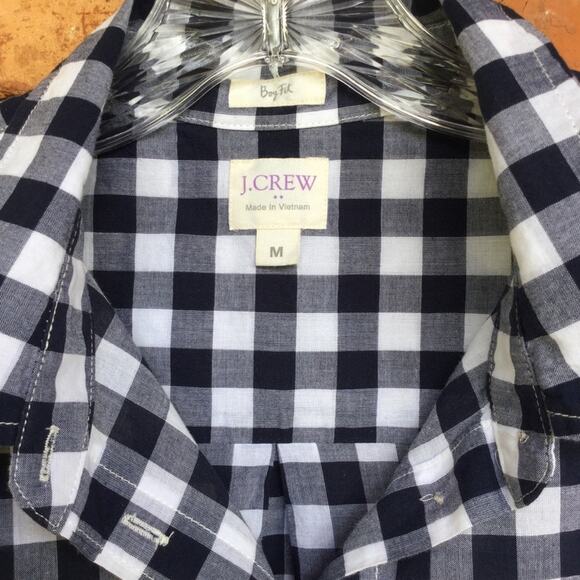 J. Crew Factory boy fit navy check tunic/blouse M - Picture 2 of 4